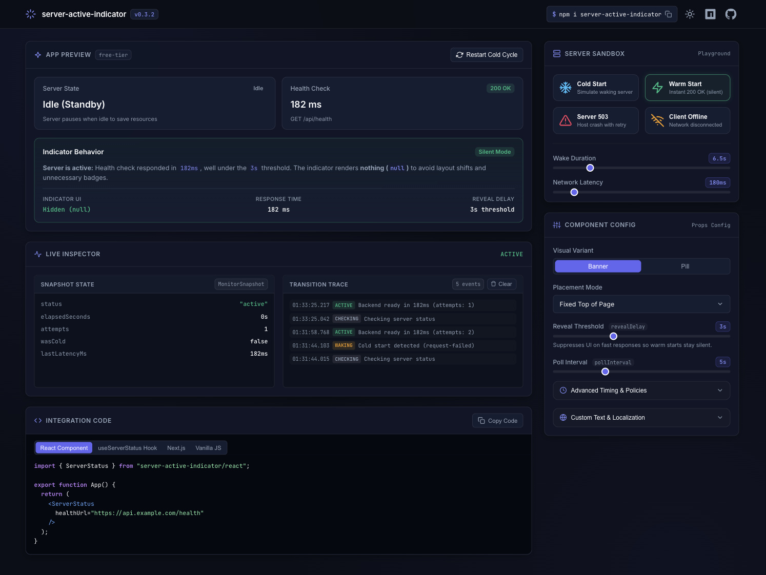 Server Active Indicator screenshot